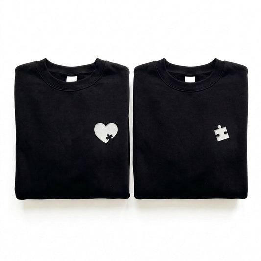 Duo Cœur et puzzle : vêtements brodés assortis