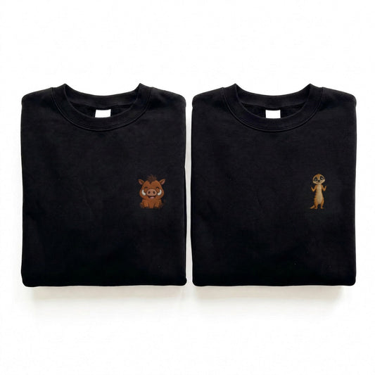 Duo Phacochère et Suricate : vêtements brodés assortis