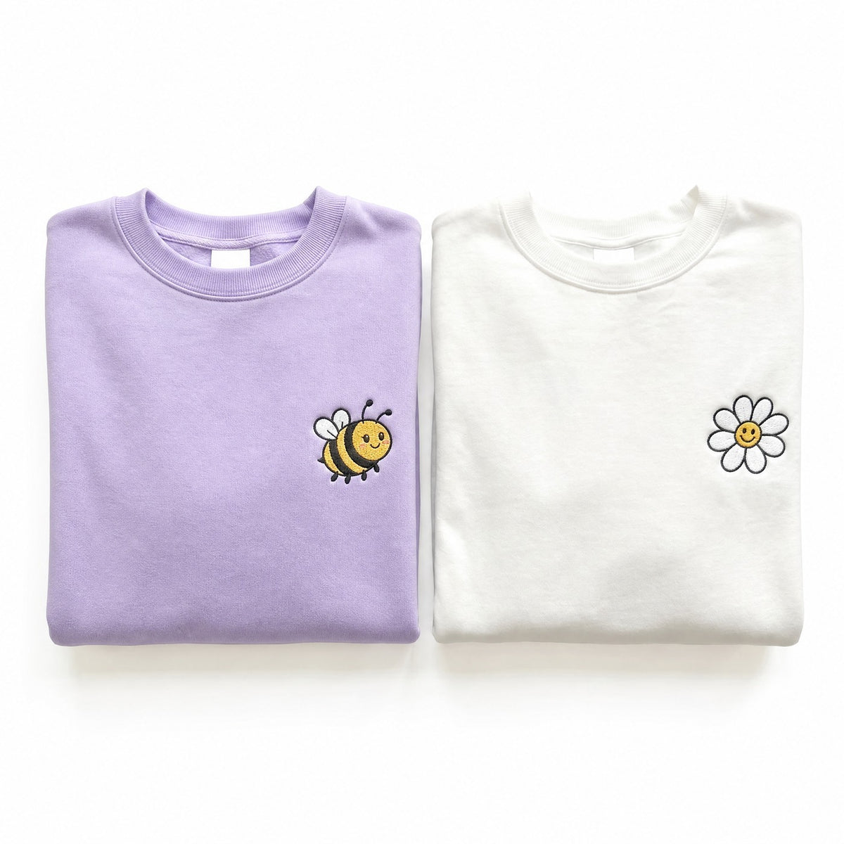 Duo Abeille et fleur : vêtements brodés assortis