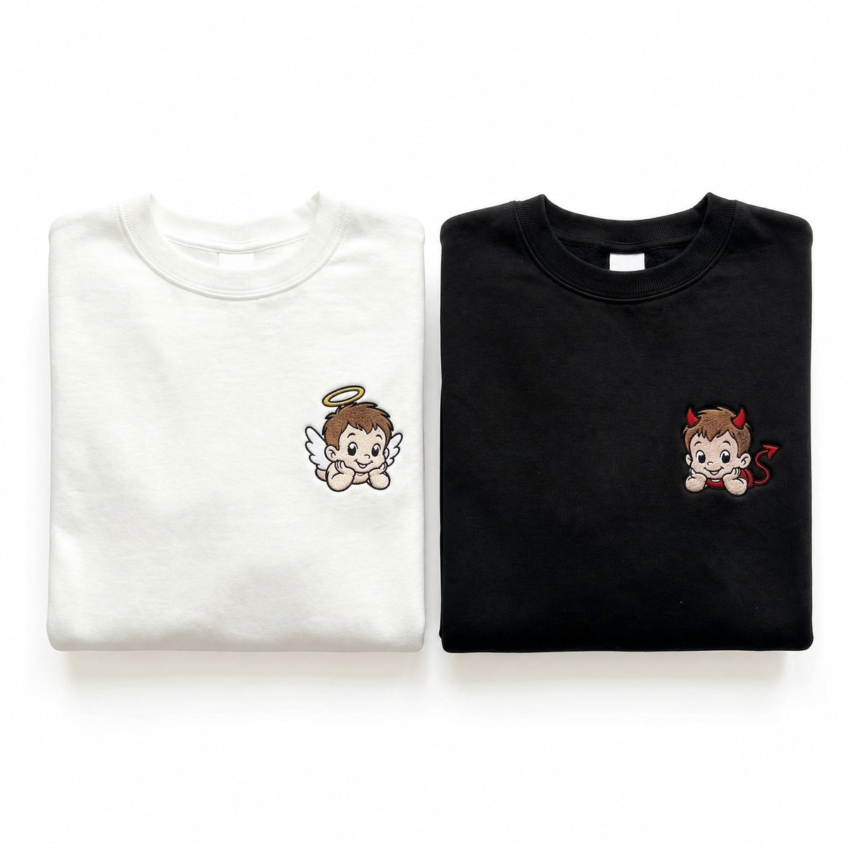 Duo Ange et Démon : vêtements brodés assortis