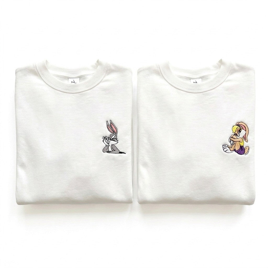 Duo Bugs et Lola : vêtements brodés assortis