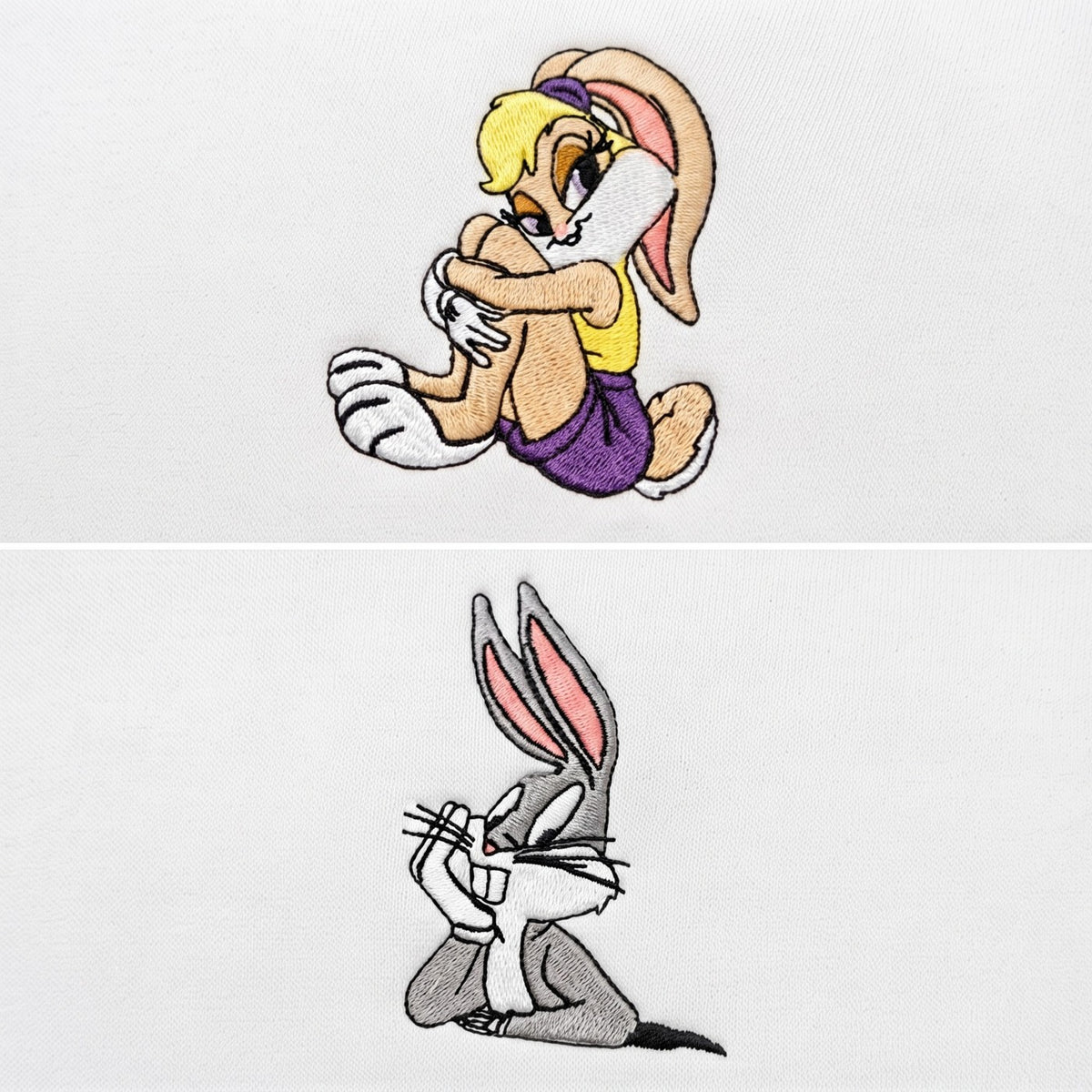 Duo Bugs et Lola : broderie de près