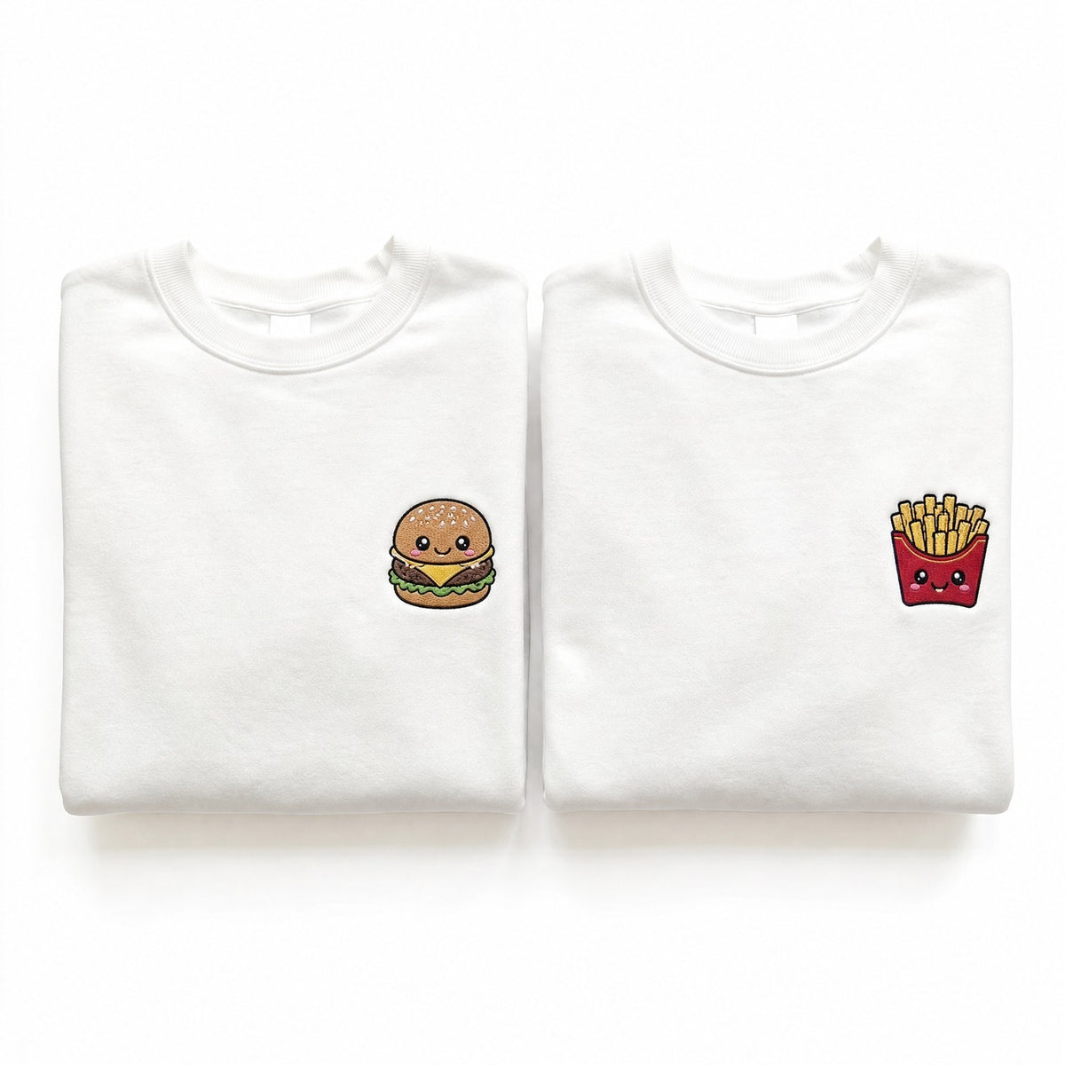 Duo Burger et frites : vêtements brodés assortis