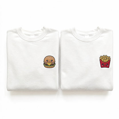 Duo Burger et frites : vêtements brodés assortis