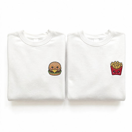 Duo Burger et frites : vêtements brodés assortis