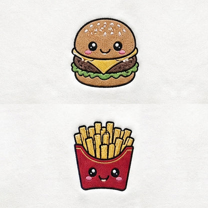 Duo Burger et frites : broderie de près