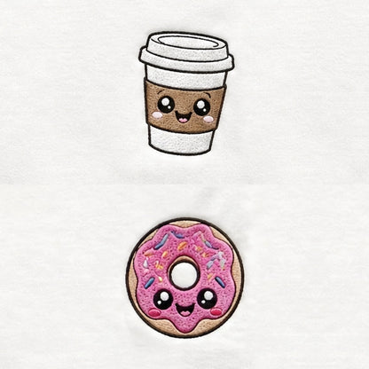 Duo Café et donut : broderie de près