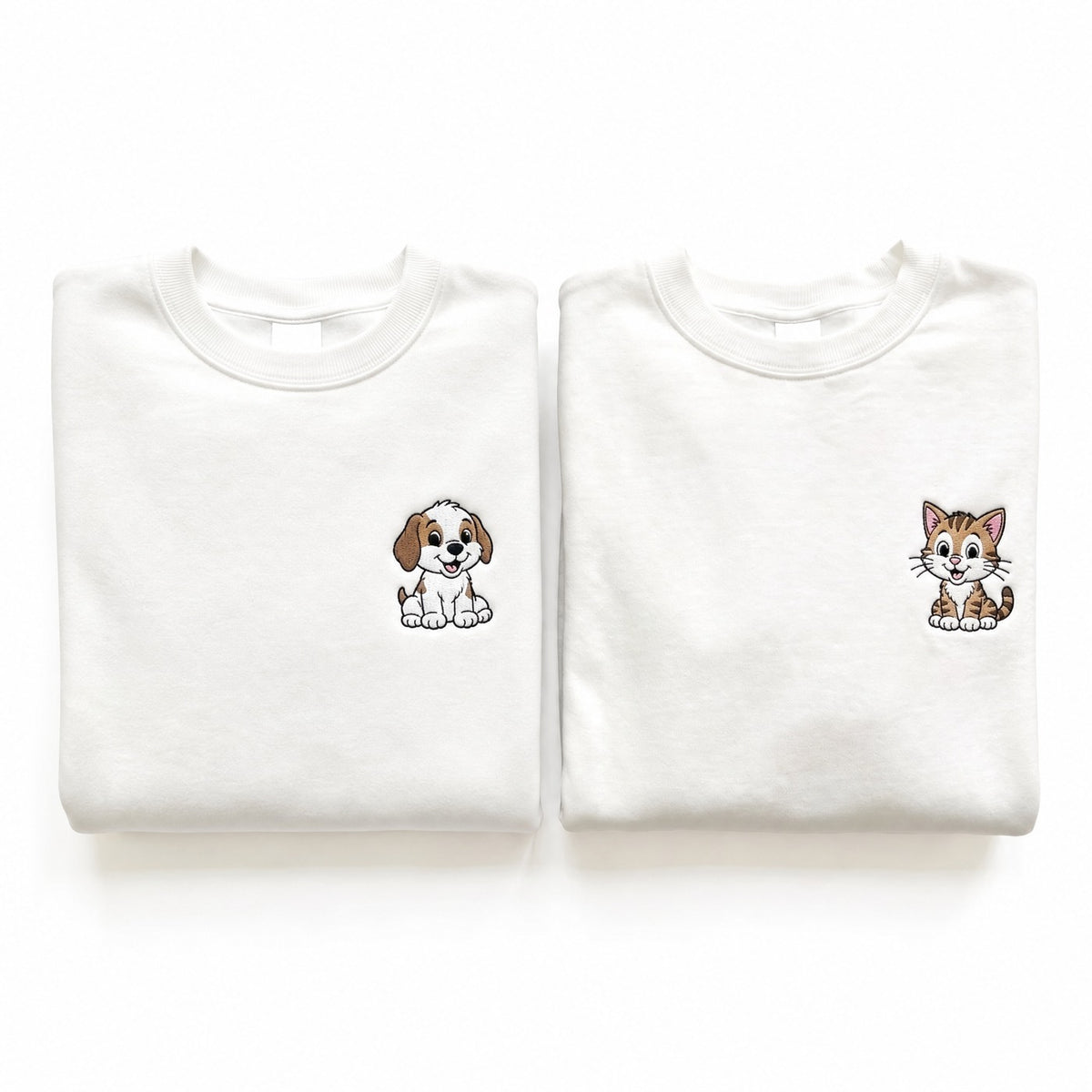 Duo Chat et chien : vêtements brodés assortis