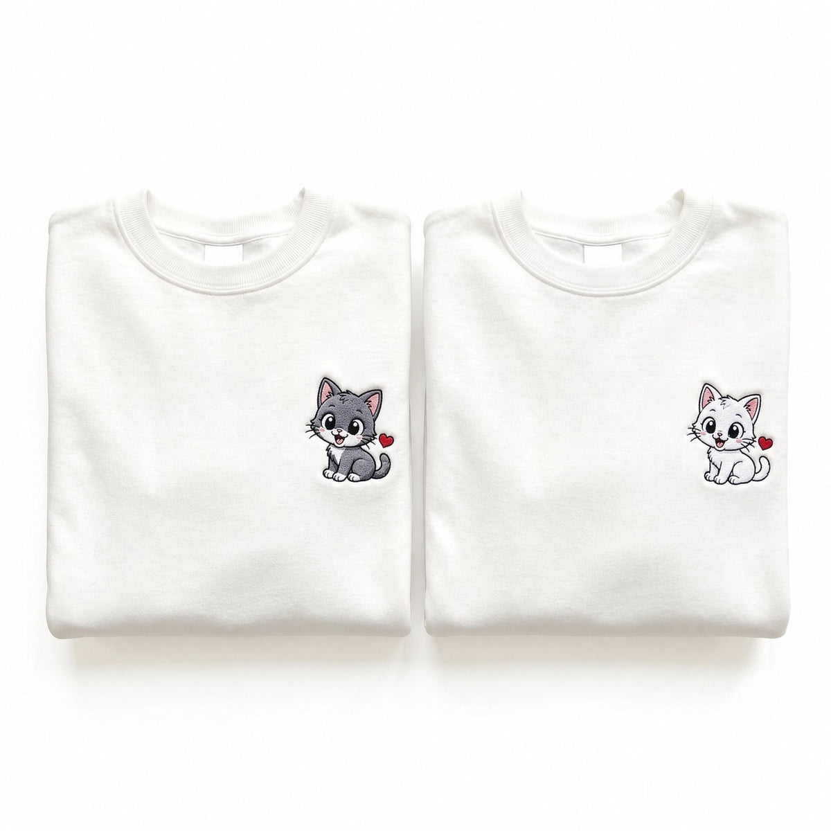 Duo Chats câlins : vêtements brodés assortis