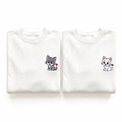 Duo Chats câlins : vêtements brodés assortis