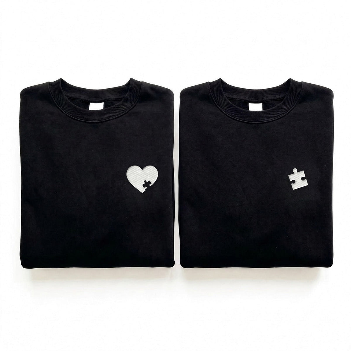 Duo Cœur et puzzle : vêtements brodés assortis