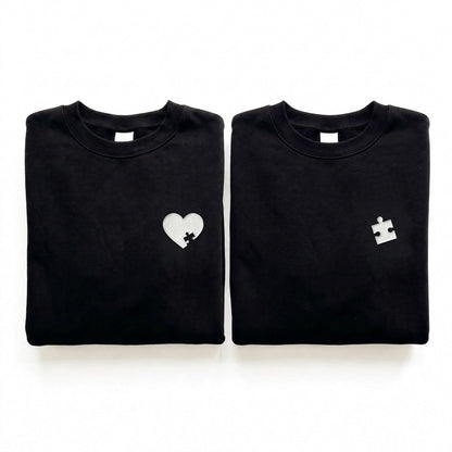 Duo Cœur et puzzle : vêtements brodés assortis