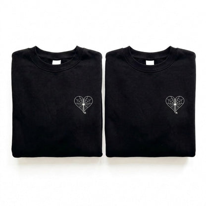 Duo Cœur toile d'araignée : vêtements brodés assortis