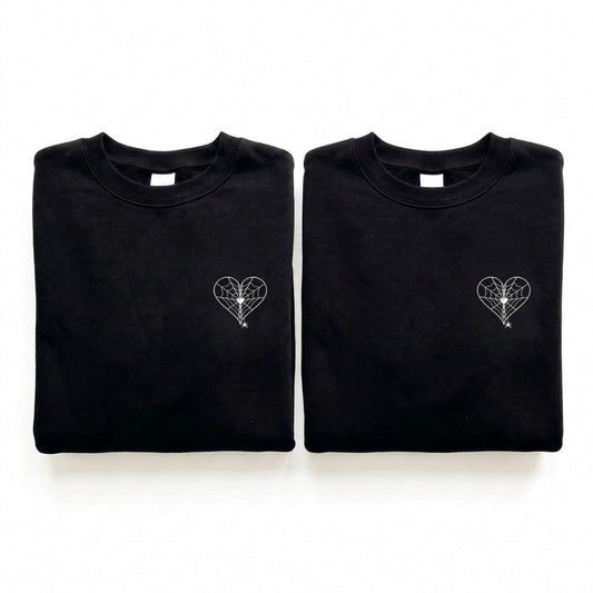 Duo Cœur toile d'araignée : vêtements brodés assortis