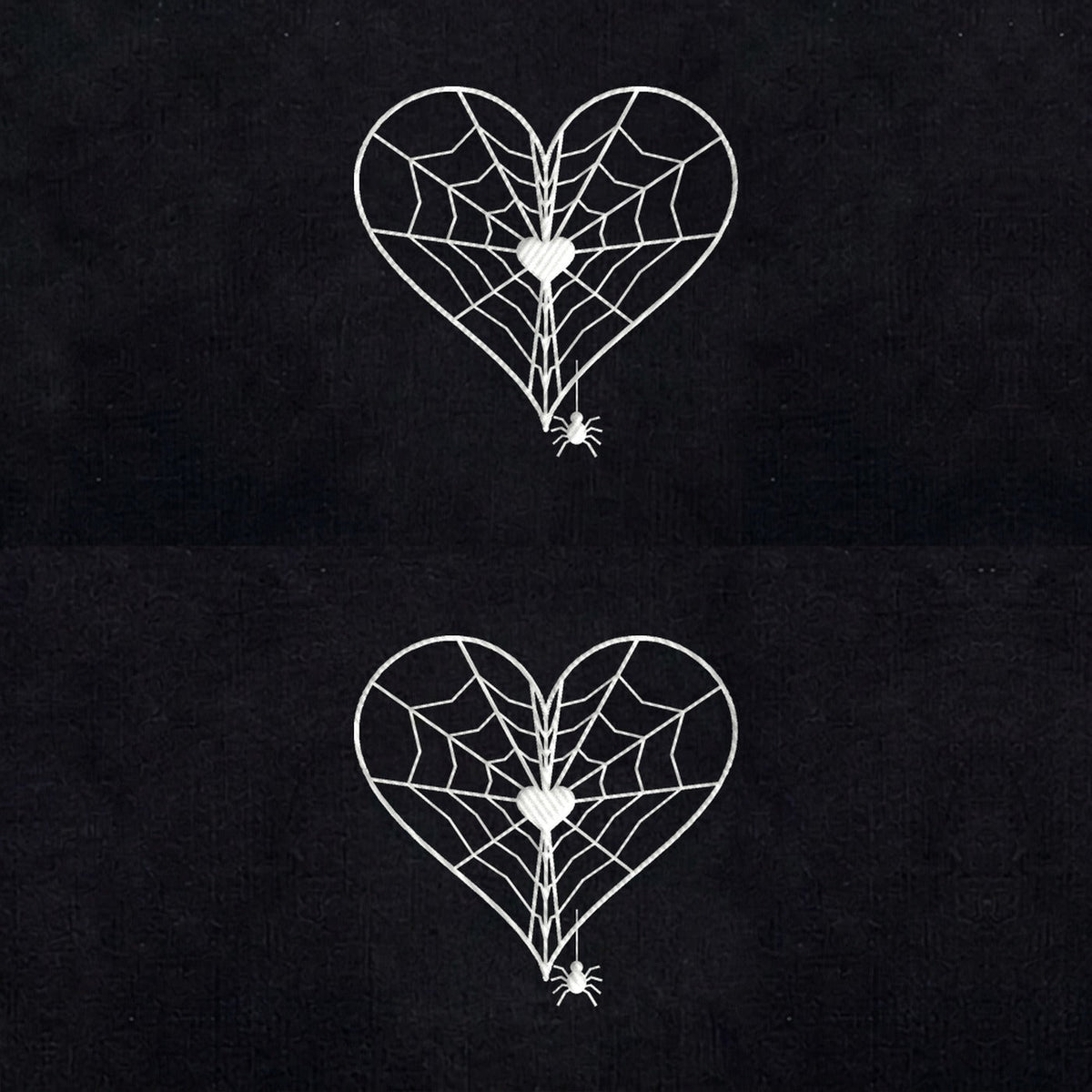 Duo Cœur toile d'araignée : broderie de près
