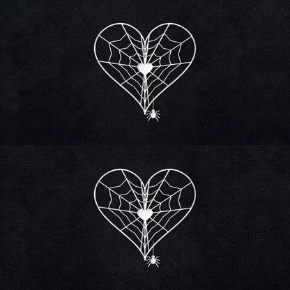 Duo Cœur toile d'araignée : broderie de près
