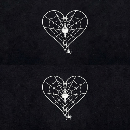Duo Cœur toile d'araignée : broderie de près