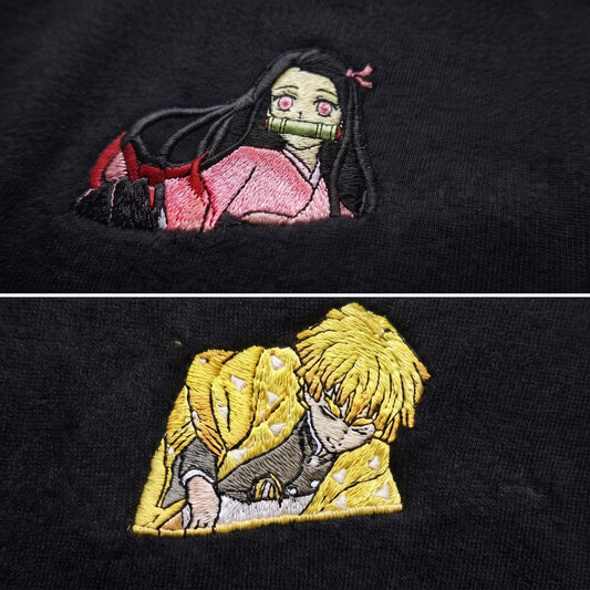Duo Demon Slayer : broderie de près