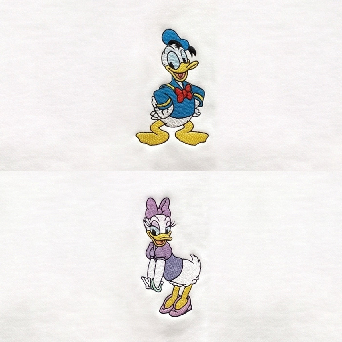 Duo Donald et Daisy : broderie de près