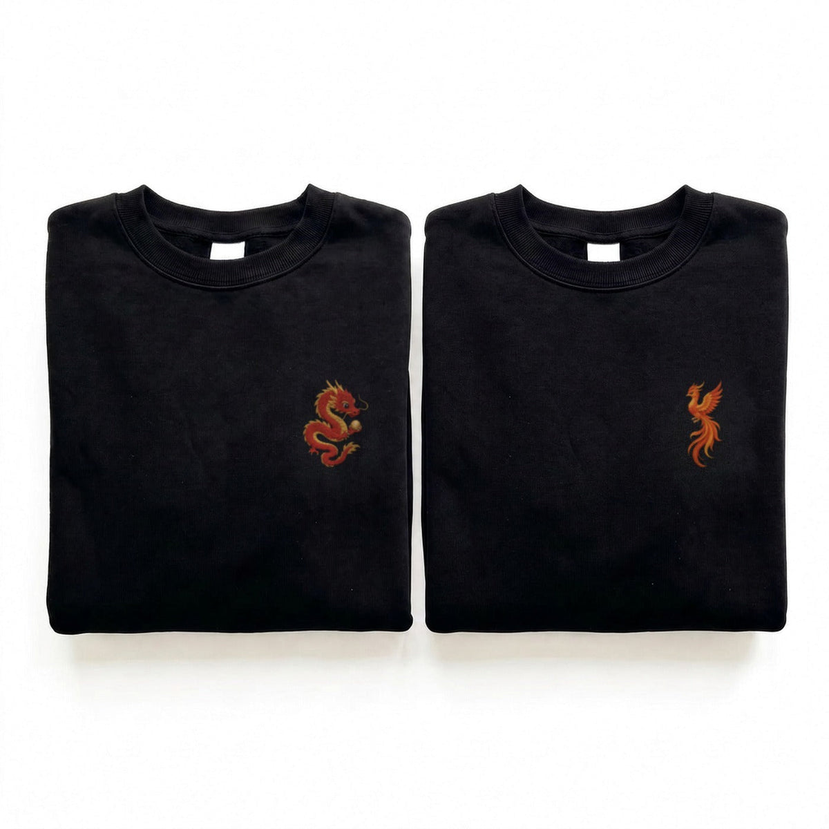 Duo Dragon et Phénix : vêtements brodés assortis