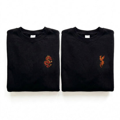 Duo Dragon et Phénix : vêtements brodés assortis