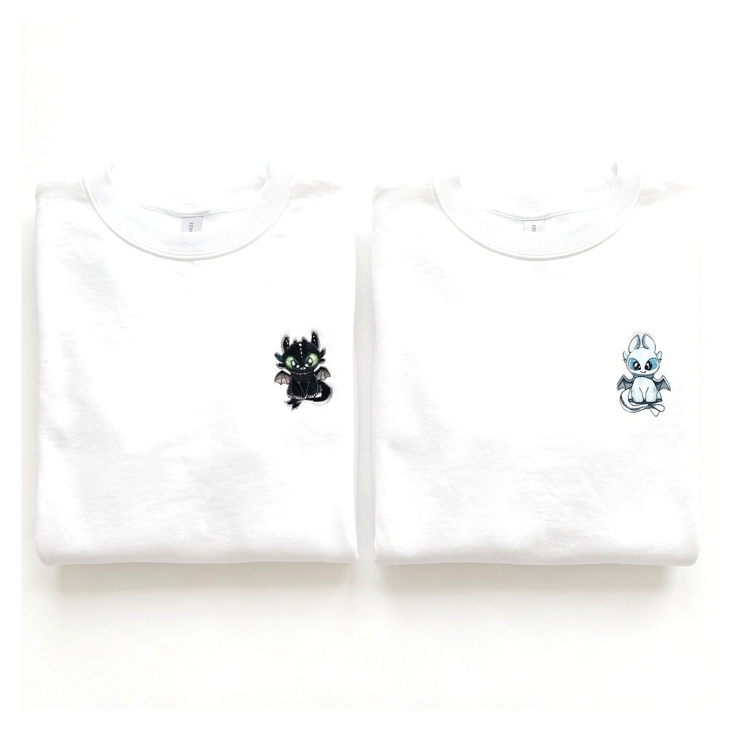 Duo Dragons (côté cœur) : vêtements brodés assortis