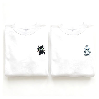 Duo Dragons (côté cœur) : vêtements brodés assortis