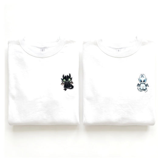 Duo Dragons (côté cœur) : vêtements brodés assortis