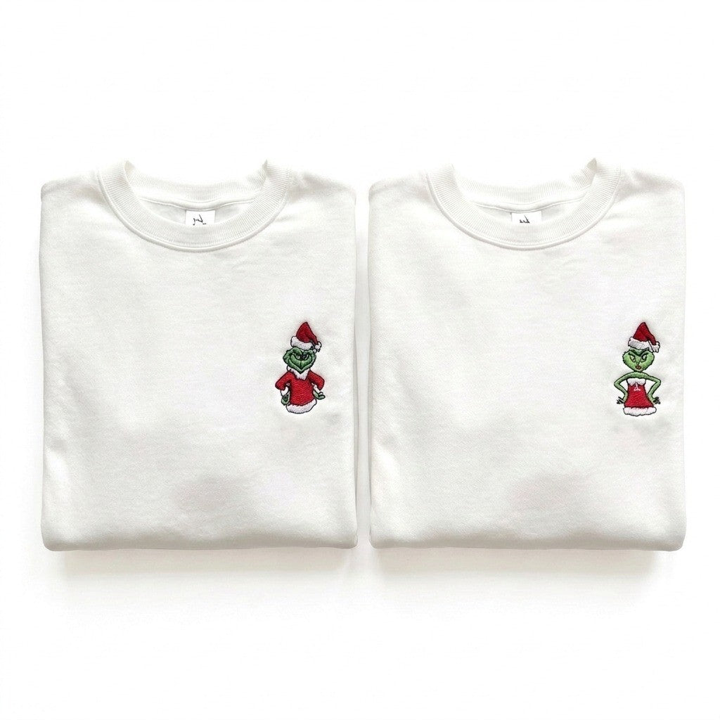 Duo Grinch : vêtements brodés assortis