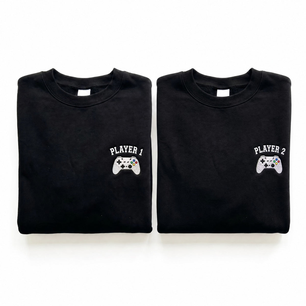 Duo Joueur 1 et Joueur 2 : vêtements brodés assortis