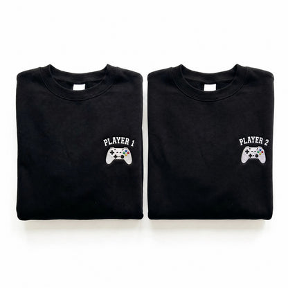 Duo Joueur 1 et Joueur 2 : vêtements brodés assortis