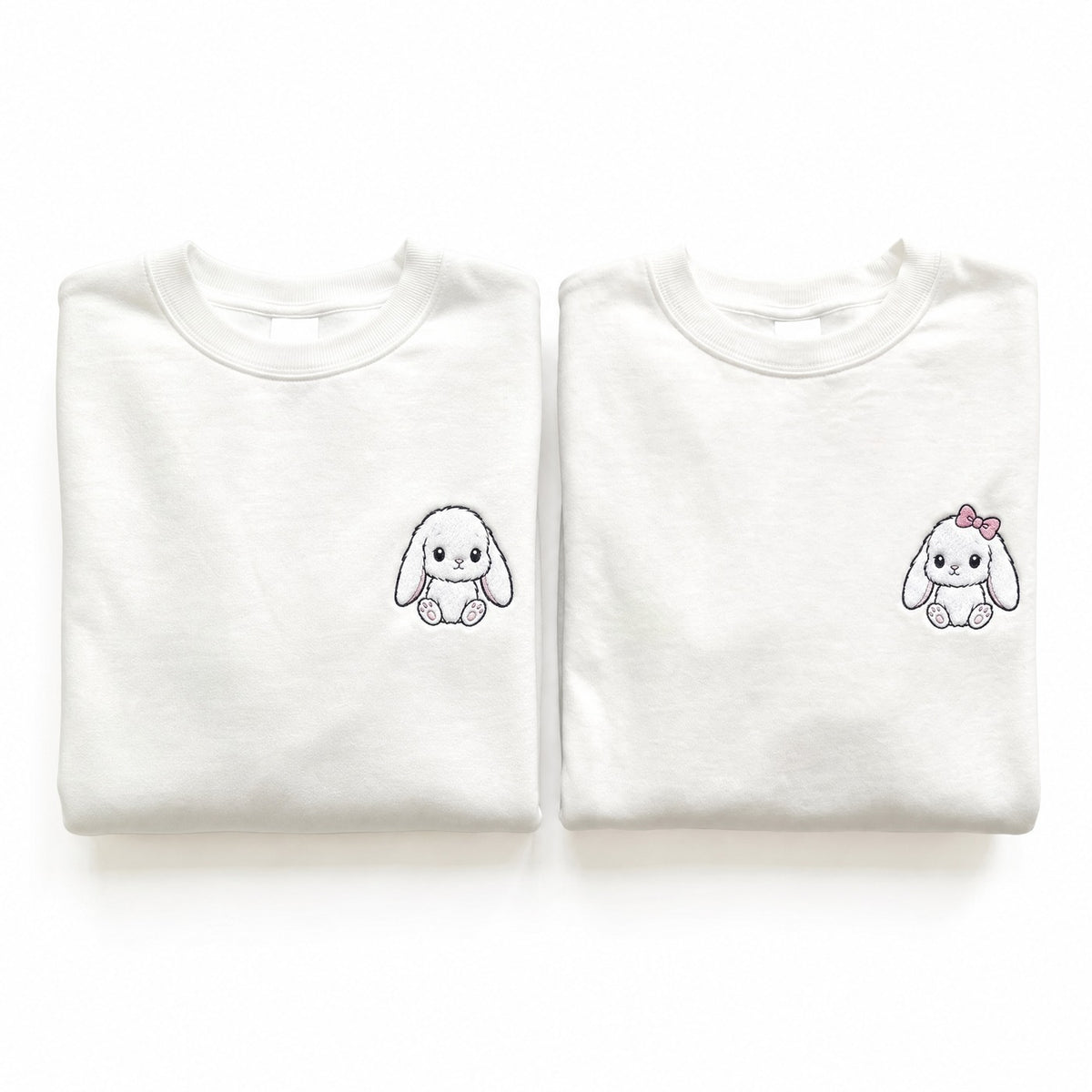 Duo Lapin et lapine : vêtements brodés assortis