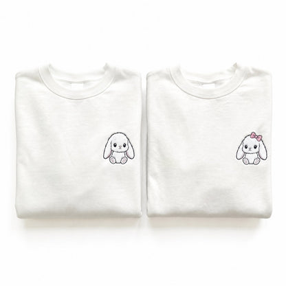 Duo Lapin et lapine : vêtements brodés assortis