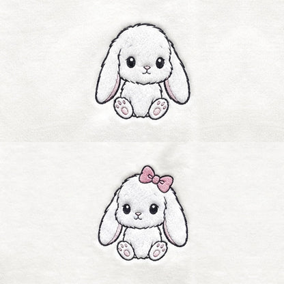 Duo Lapin et lapine : broderie de près