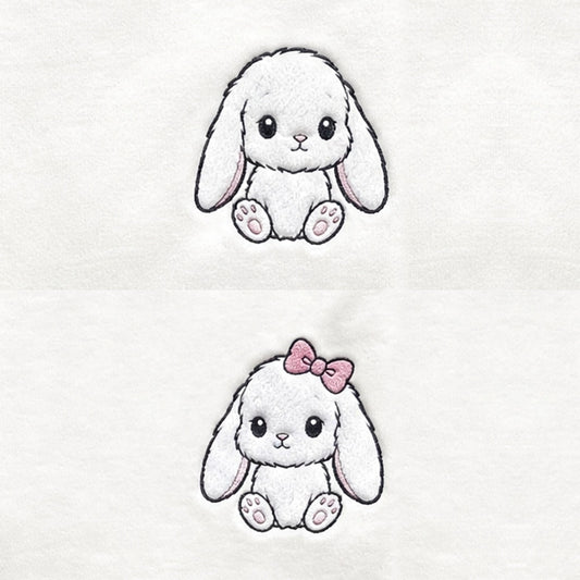Duo Lapin et lapine : broderie de près