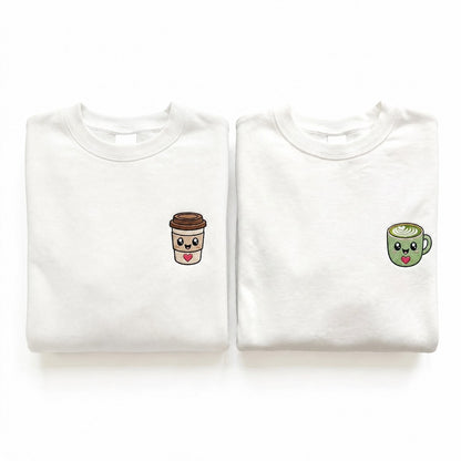 Duo Team Café et Team Matcha : vêtements brodés assortis