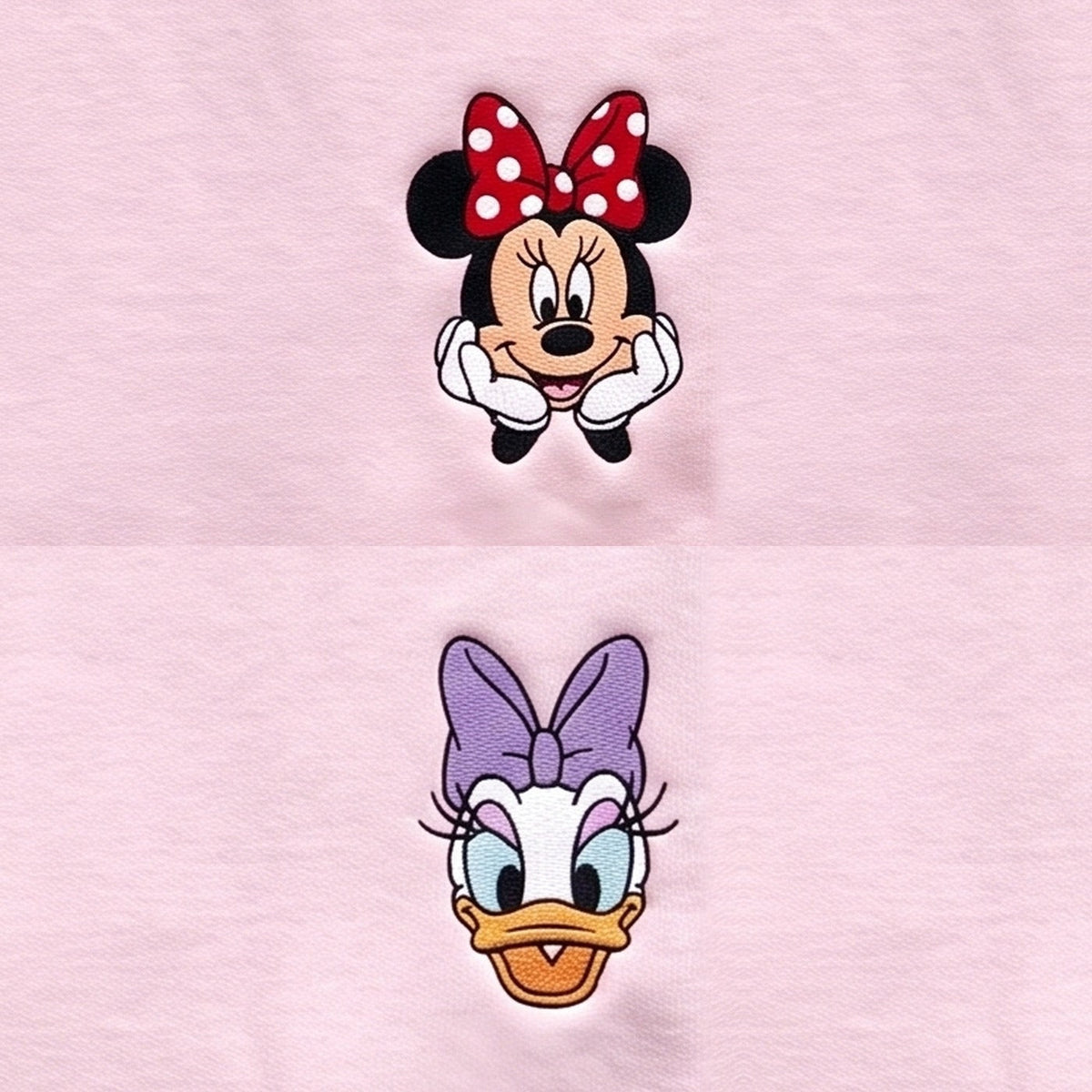 Duo Minnie et Daisy : broderie de près