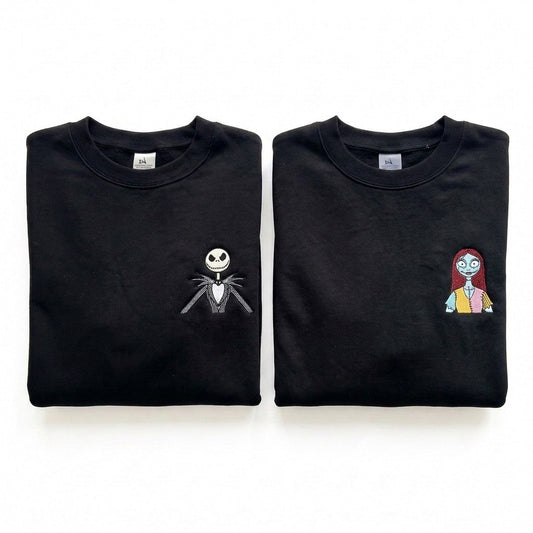 Duo Mr Jack et Sally : vêtements brodés assortis