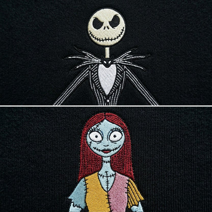 Duo Mr Jack et Sally : broderie de près