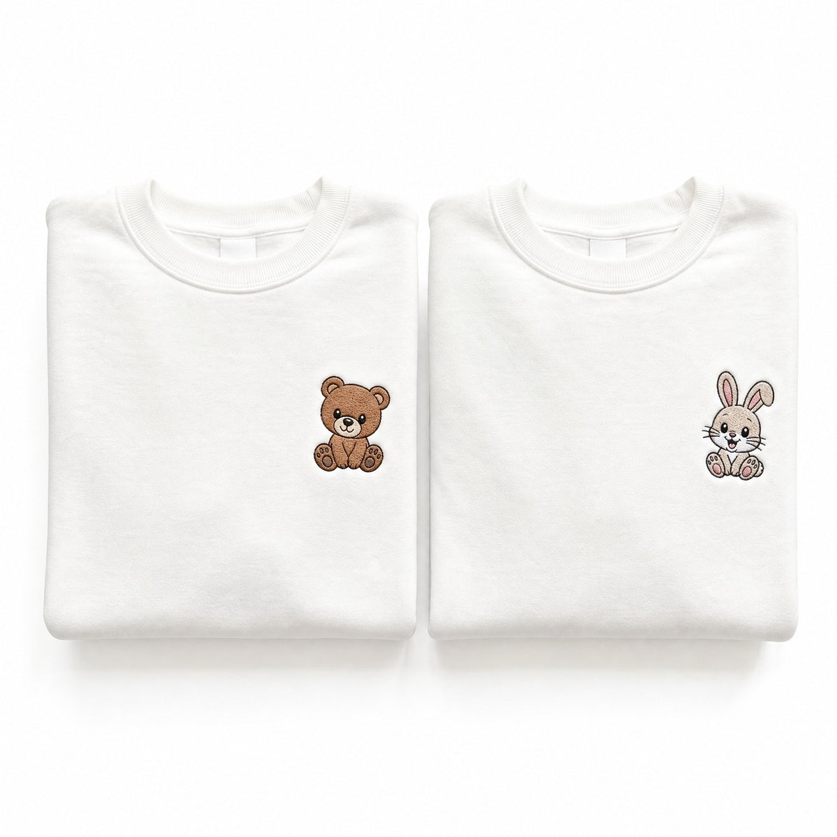 Duo Ours et lapin : vêtements brodés assortis