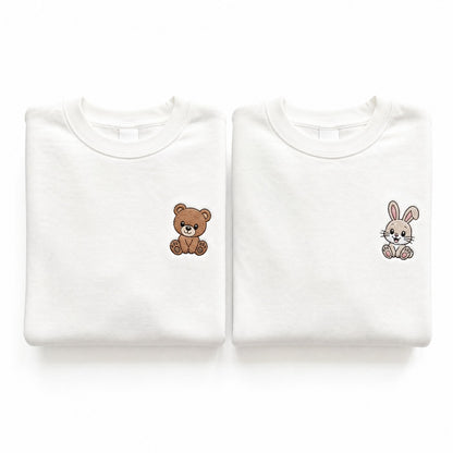 Duo Ours et lapin : vêtements brodés assortis