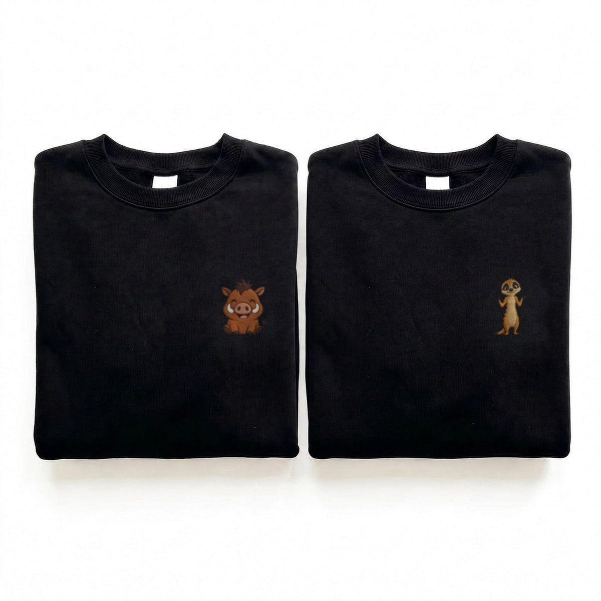 Duo Phacochère et Suricate : vêtements brodés assortis