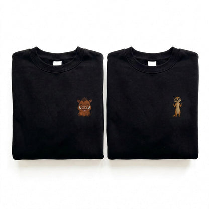 Duo Phacochère et Suricate : vêtements brodés assortis