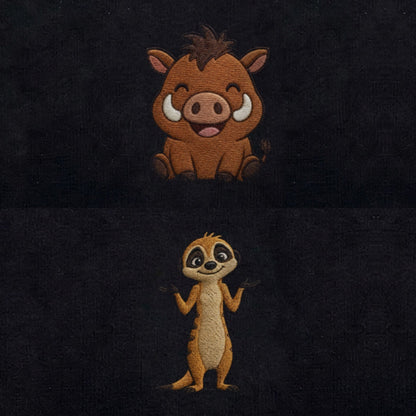 Duo Phacochère et Suricate : broderie de près