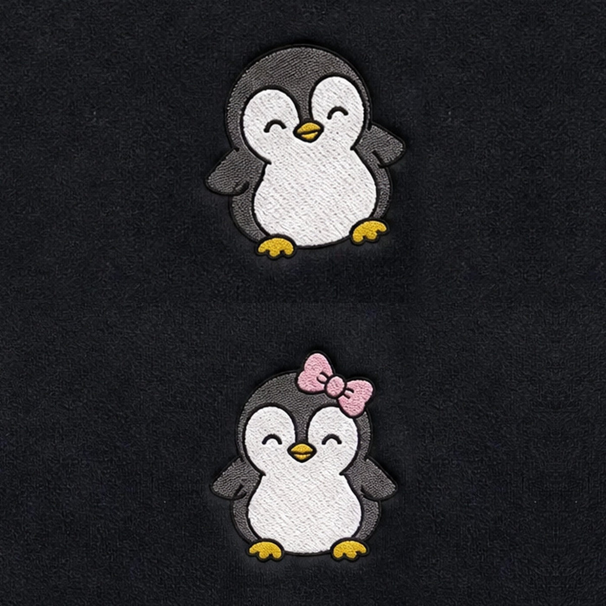 Duo Pingouins : broderie de près