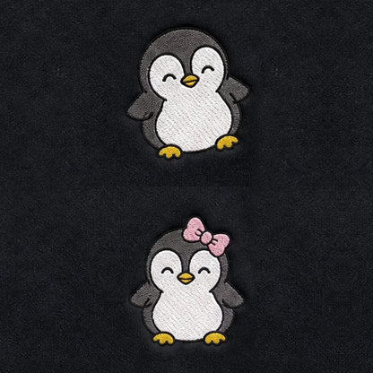 Duo Pingouins : broderie de près