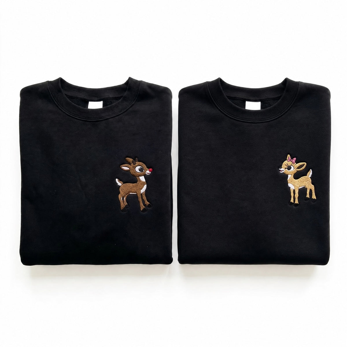 Duo Rennes de Noël : vêtements brodés assortis