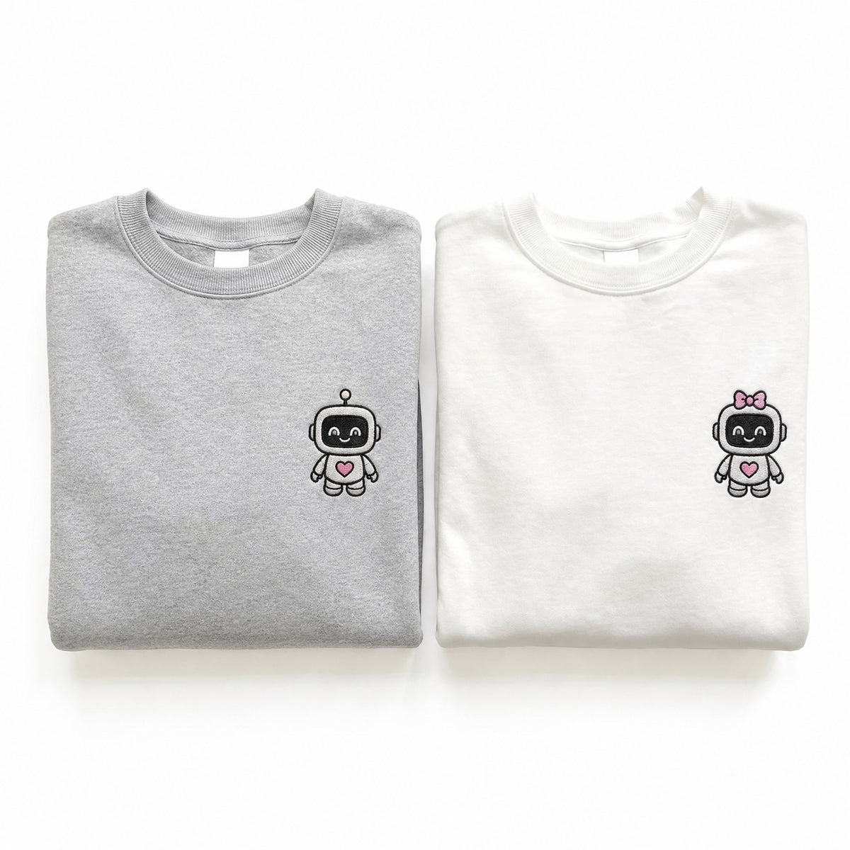 Duo Robots amoureux : vêtements brodés assortis