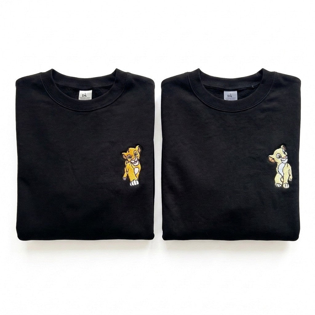 Duo Roi Lion : vêtements brodés assortis