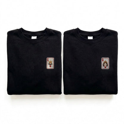 Duo Roi et Reine de cœur : vêtements brodés assortis